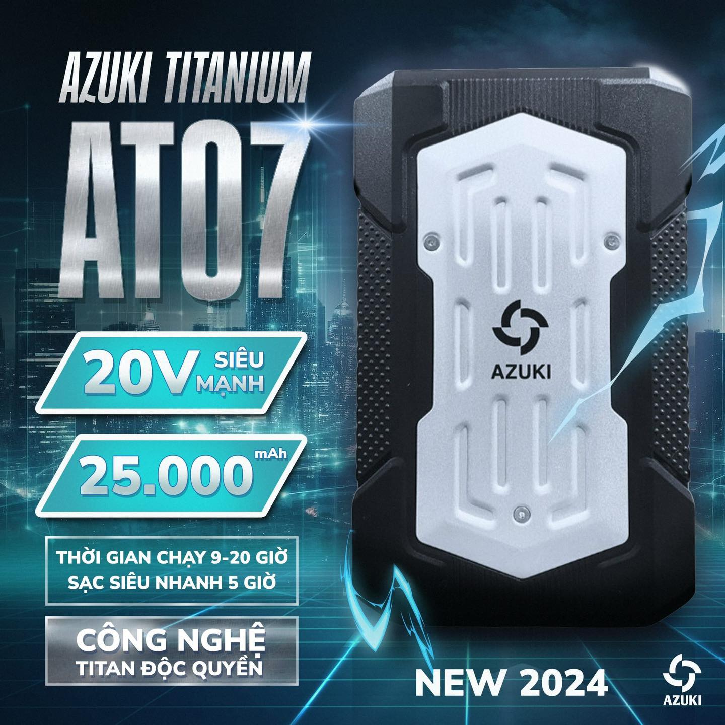 Bộ Phụ Kiện Áo Điều Hòa Azuki Titanium 2024 – Pin 25.000mAh Quạt 20V