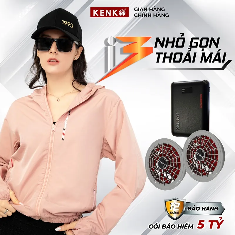 Màu hồng - Áo chống nắng gắn quạt KENKO Himavat - Chống nước thoáng khí