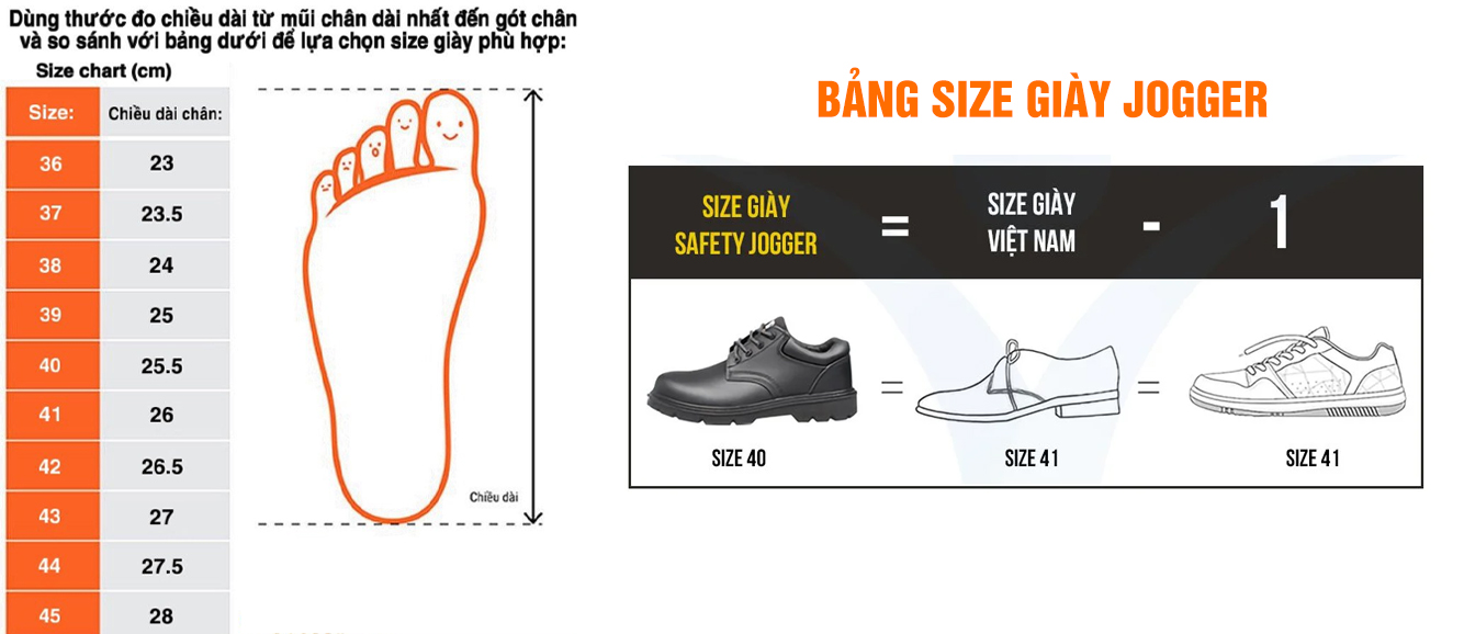 Size giày Jogger