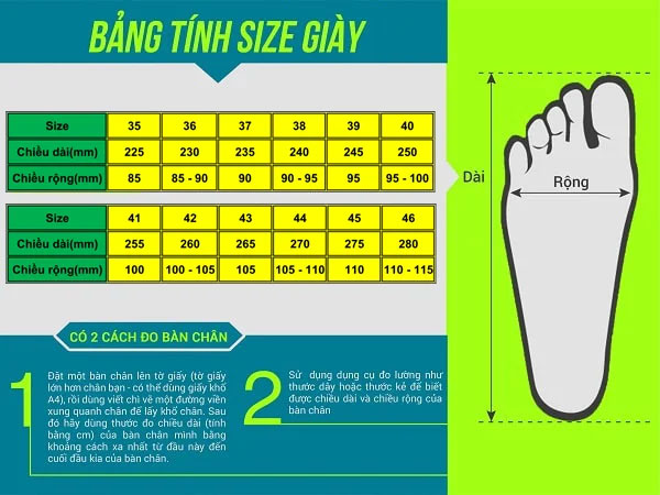 Size giày bảo hộ