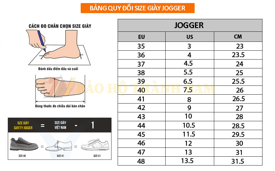 Size giày Jogger