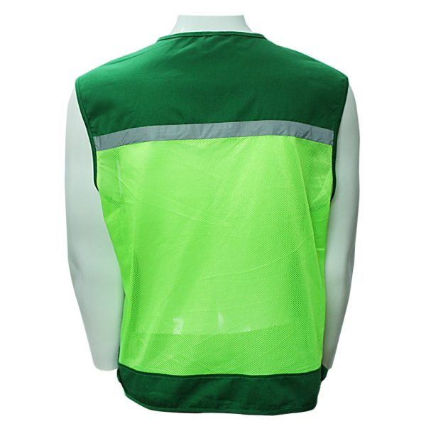 Alternative view of Áo Gile 4 túi hộp vải lưới màu xanh môi trường