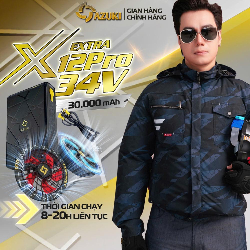 Áo điều hòa Azuki X12 Pro - Quạt 34V, Pin 30.000mah