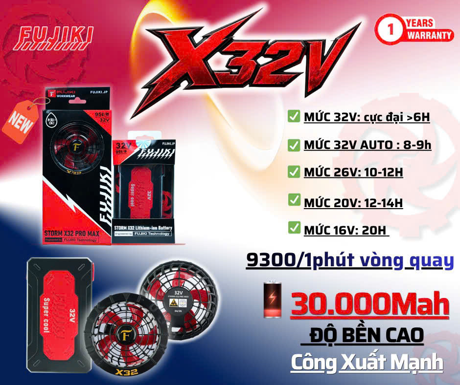 Alternative view of Áo điều hòa Fujiki Quạt 32v Pin 30.000mAh