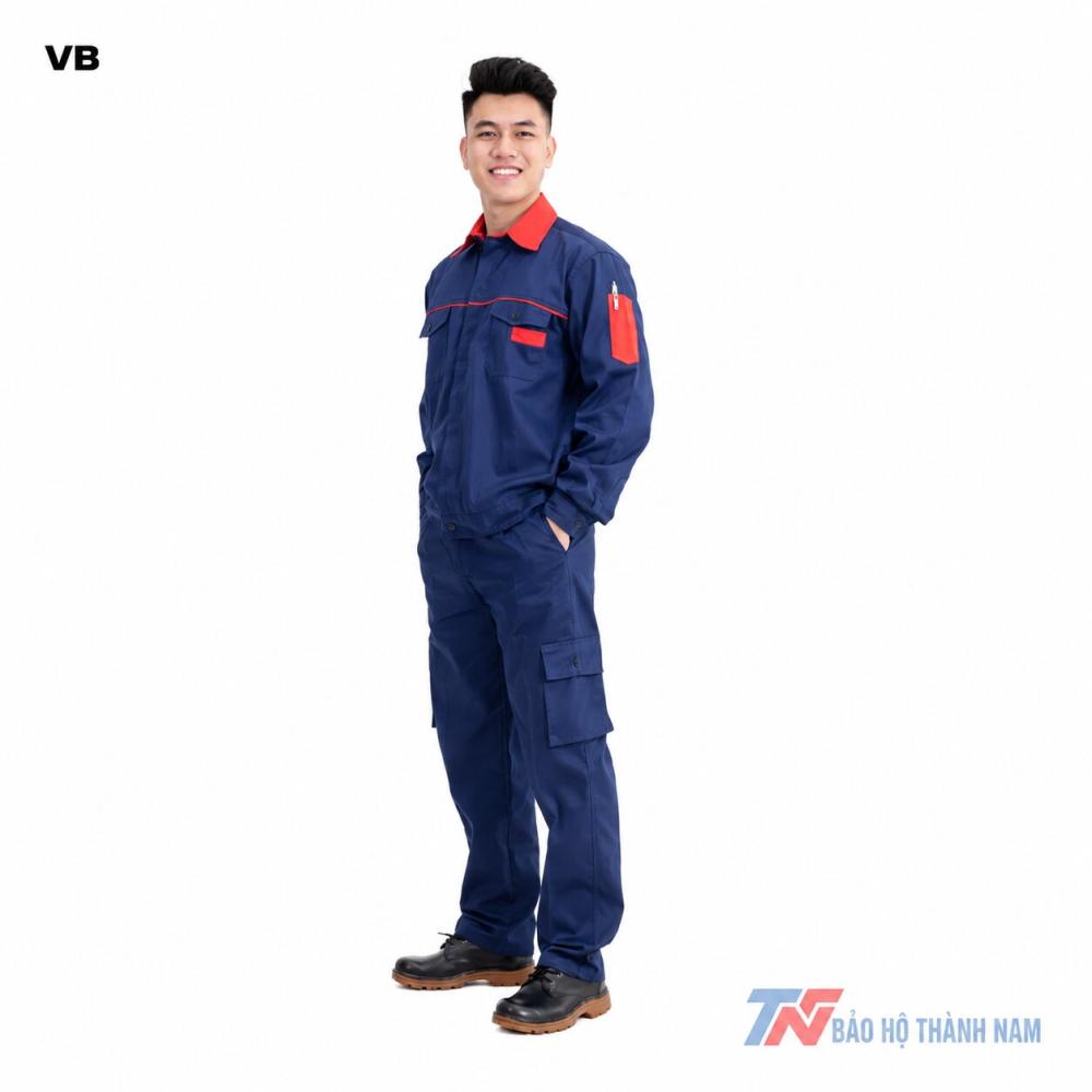 Alternative view of Đồng phục bảo hộ màu tím than phối đỏ - Vải Kaki 3.1 VBM23